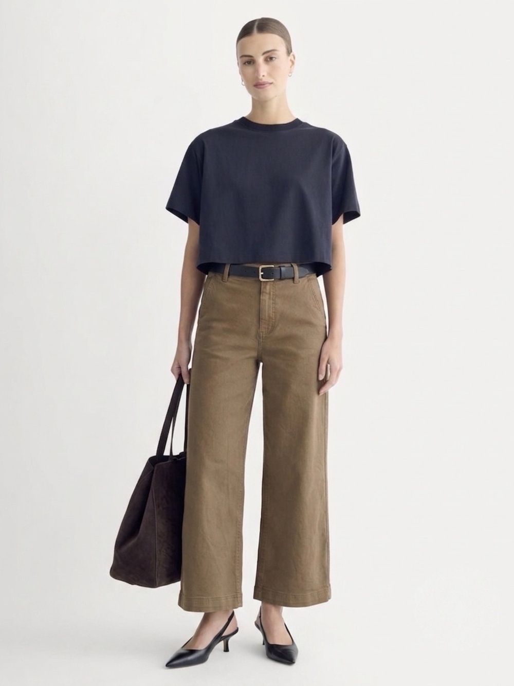 EVERLANE Women's Cropped Wide Leg Denim Jeans - Brown, Sz 8R